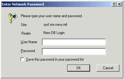 Screen shot of the AdminWeb Enter Network Password dialog box