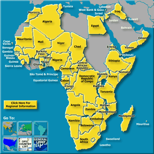Map of Africa and the Middle East