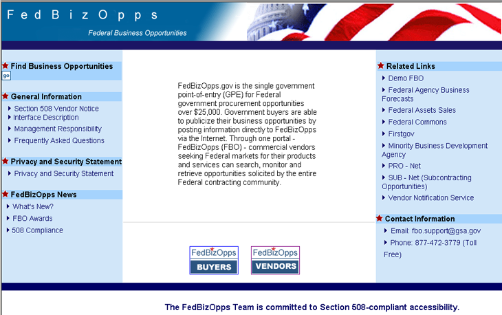 Figure 1: FedBizOpps Home Page 