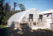 Mesocosm experiments are conducted in this greenhouse at the NCCOS Charleston laboratory.