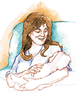 Ilustracin de una mujer con un bebe