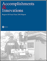 Accomplishments & Innovations - FEMA Region III FY03 Annual Report Cover