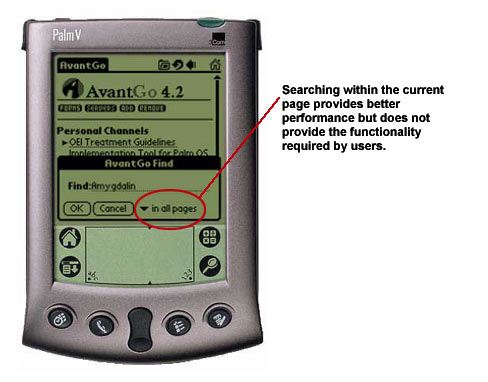 An image showing the search function on a PDA screen.