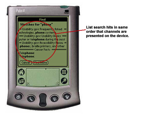 An image showing search results on a PDA screen.