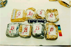 Heroin packets seized in Yekatrinburg in July 2002