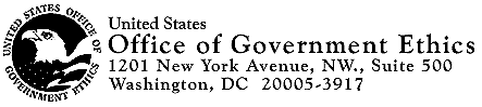 OGE Letterhead - U.S. Office of Government Ethics - 1201 New York Ave., NW - Suite 500 - Washington, DC 20005-3917