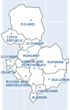 The map of Central Eastern Europe
