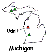 [image:] Map shows location of Udell Experimental Forest in west central lower Michigan.
