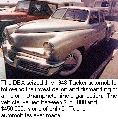 photo - The DEA seized this 1948 Tucker automobile following the investigation and dismantling of a major methamphetamine organization.