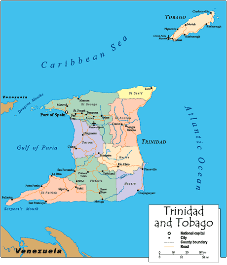 map of Trinidad and Tobago