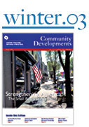 Cover photo of the winter 2003 edition of Community Developments