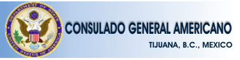 Logo del  Departamento de Estado y banner del Consulado General Americano