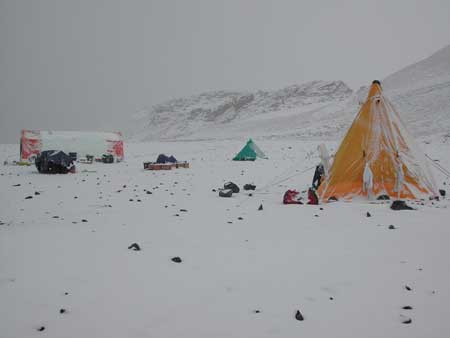 Tents in the snow.
