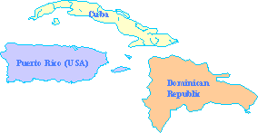 Mapa de Cuba y Puerto Rico
