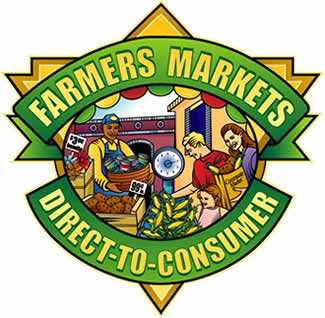 artwork showing family buying fresh produce at a farmers market