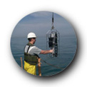 photo of scientist with sampling equipment