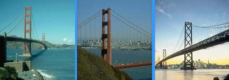 Different images of the Golden Gate Bridge.