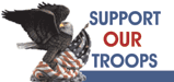 Support Our Troops button with Eagle and Flag