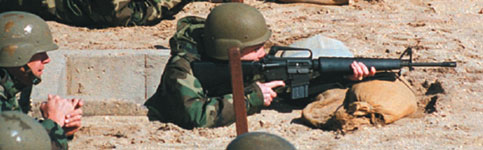 Photo of Army Reserve Soldier training on a firing range.