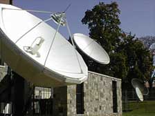 Uplink and downlink dishes at the NETC facility.
