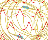 illustration representing soliton waves against a background of fiber optic cable