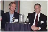 (L to R) KPAM-AM Newstalk 860 News Director Bill Gallagher and U.S. Department of Homeland Security Director of Incident Communications Jeffrey Karonis field questions from the audience.  'Although disasters and major incidents attract national attention and often international Interest, they are essentially local in nature,' said Karonis.  'Letting the people know what to do for their own individual safety becomes an instant priority, and circulating information quickly can be a matter of life and death.'
