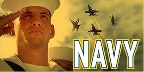 Illustration of Sailor saluting as Navy jets fly overhead.  Text reads:  Navy