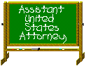 Image of a school blackboard with the keyword: ASSISTANT UNITED STATES ATTORNEY