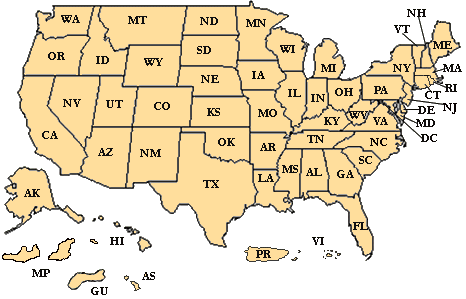 Choose a State from the U.S. Map to view listing of formula grant points of contact for that specific location.