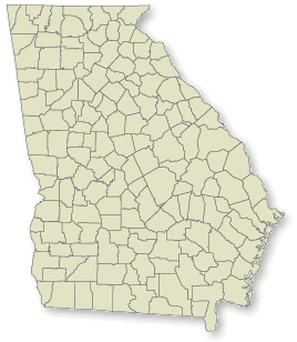 Map showing Georgia's counties. Text list of counties appears below. 
