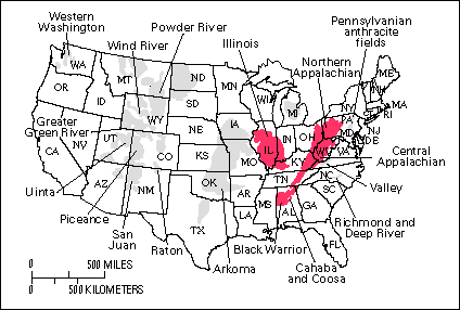 U.S. map with significant methane highlighted