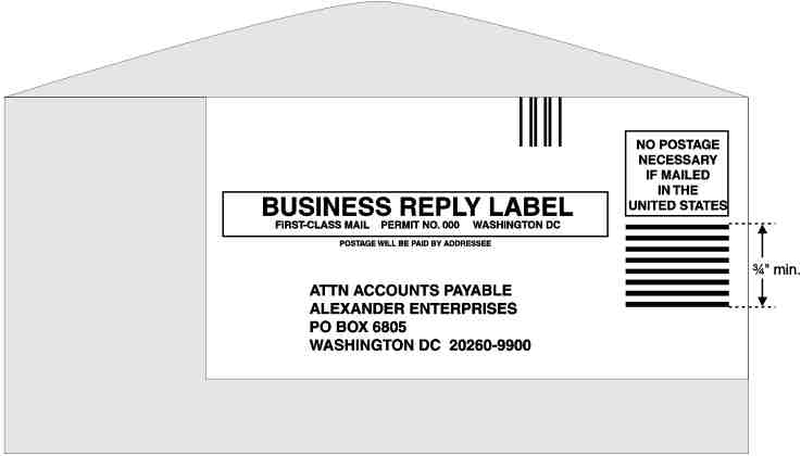 Graphic of business reply label as described in the text.