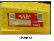 Photograph of colby jack cheese in a grocery store.