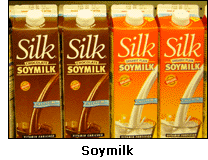 Photograph of chocolate and original soymilk in a grocery store.