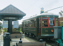 The vintage trolley line in hte South End of Charlotte.