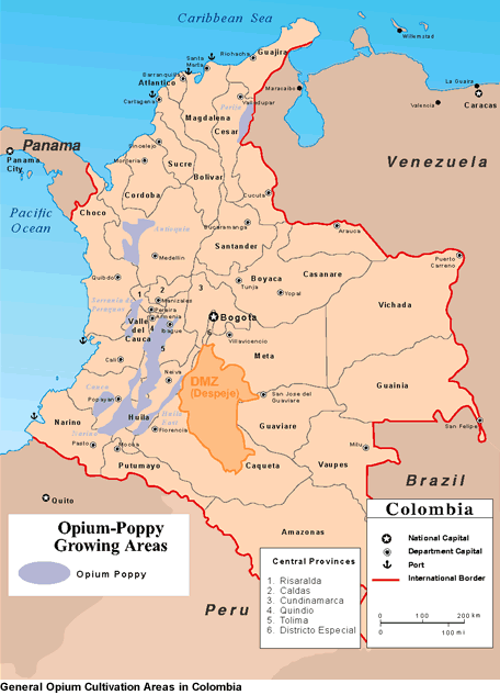 General Opium Cultivation Areas in Colombia
