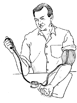 Man checking his blood pressure.