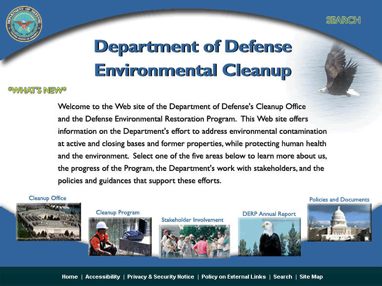 Welcome to the Department of Defense's Environmental Cleanup Office and Defense Environmental Restoration Program Web site.