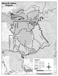 October 15, 2004 - Current closure map aroun Mount St. Helens