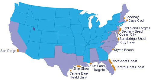 Map showing states which have cooperative efforts with MMS - see links on nav. bar