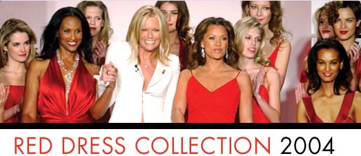Red Dress Collection 2004: Image of Red Dress Fashion Show host Patti Hansen, Beverly Johnson, Vanessa Williams, and other top models