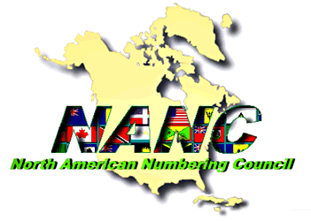 This is  a map of North America with the Title North American Numbering Council (NANC)