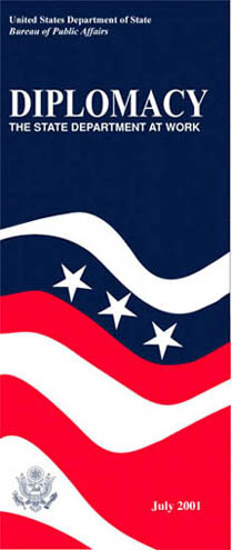 red white and blue cover of brochure