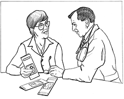 Patient discussing diabetes problems with her doctor.