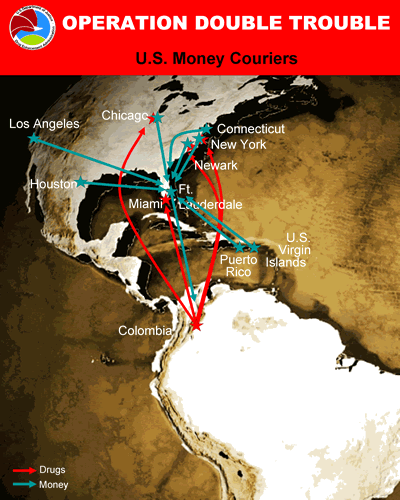 Operation Double Trouble , U.S. Money Couriers Map