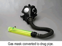 Gas mask converted to drug pipe