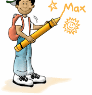 Drawing of Max holding a crayon