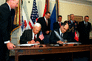 Under Secretary Aldridge and Turkish Under Secretary for Defense Industries Ercan sign a memorandum of understanding.