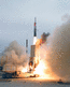 An Arrow-2 anti-ballistic missile launches to intercept an incoming target missile.