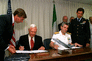 Under Secretary Aldridge and Adm. Di Paola sign a JSF memorandum of understanding.